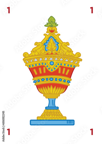 Spanish deck of cards game. Hand drawn vector illustration, stylized in traditional line art. art decorations, print for decoration. Isolated background