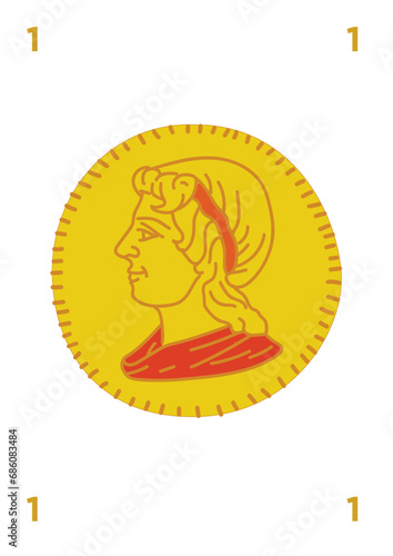 Spanish deck of cards game. Hand drawn vector illustration, stylized in traditional line art. art decorations, print for decoration. Isolated background