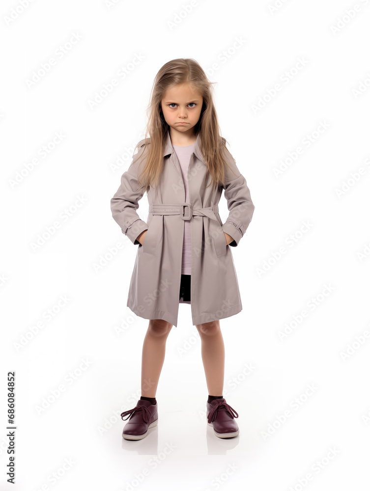 Pretty angry girl portrait. Adolescence. Isolated on white background Pretty angry girl portrait. Adolescence. Isolated on white background