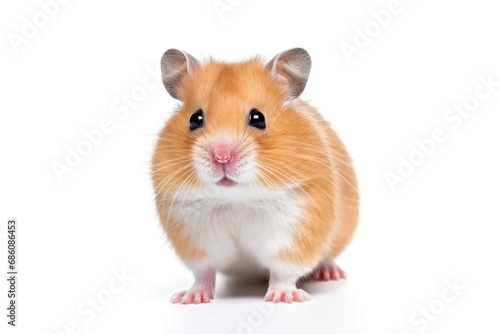 Red and white hamster isolated on white background, front view.generative ai