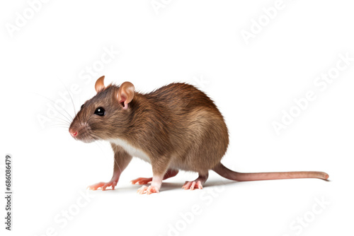 Rat with long tail isolated on white background, front view.generative ai