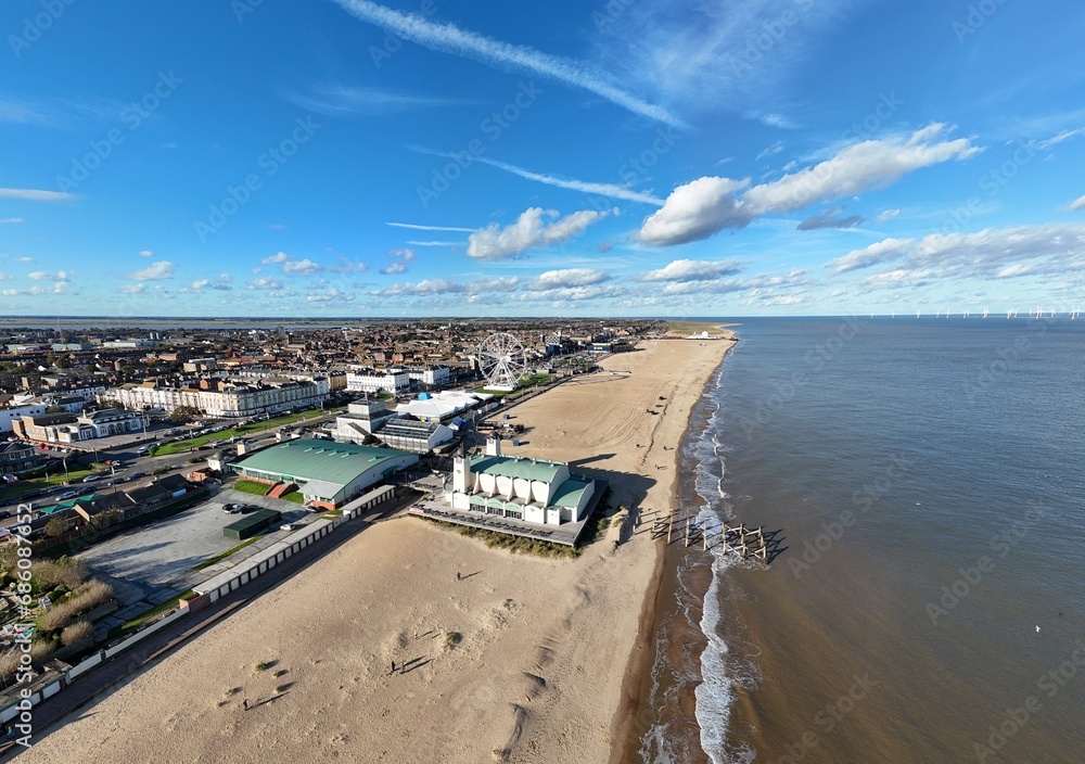 Pier Great Yarmouth beach and seafront Norfolk UK drone,aerial