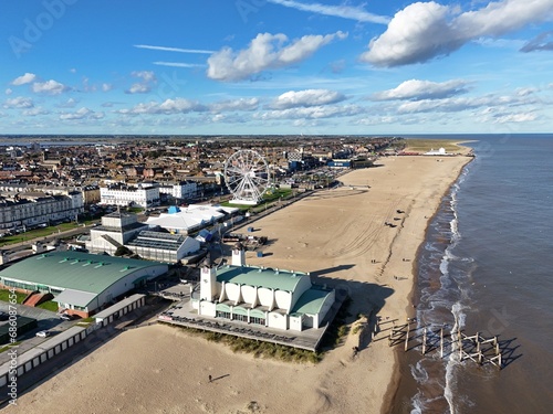 Pier Great Yarmouth beach and seafront Norfolk UK drone,aerial