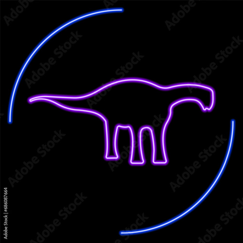diplodocus neon sign, modern glowing banner design, colorful modern design trends on black background. Vector illustration.
