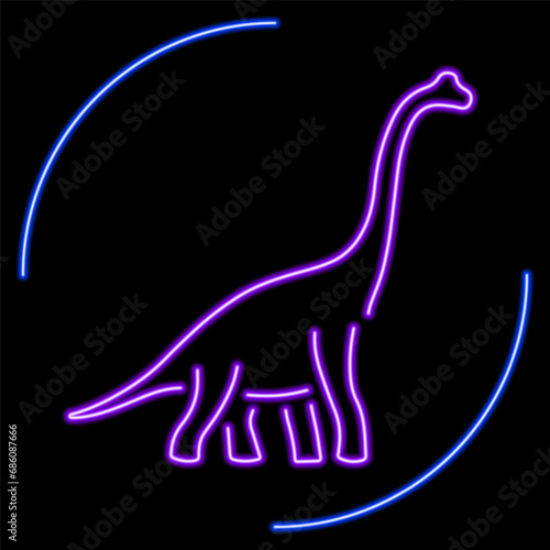 diplodocus neon sign, modern glowing banner design, colorful modern design trends on black background. Vector illustration. © Oleh