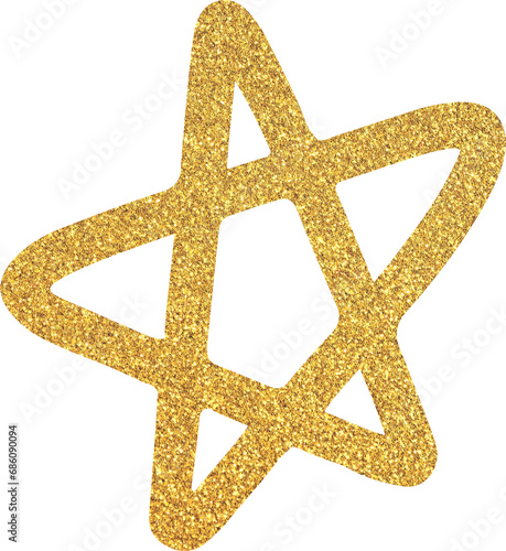 Golden glitter sparkle star  gold foil glittering star