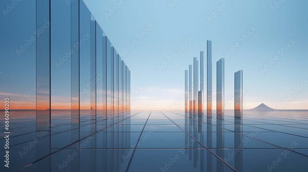 3d render of abstract futuristic architecture with empty concrete floor 3d render of abstract futuristic architecture with empty concrete floor