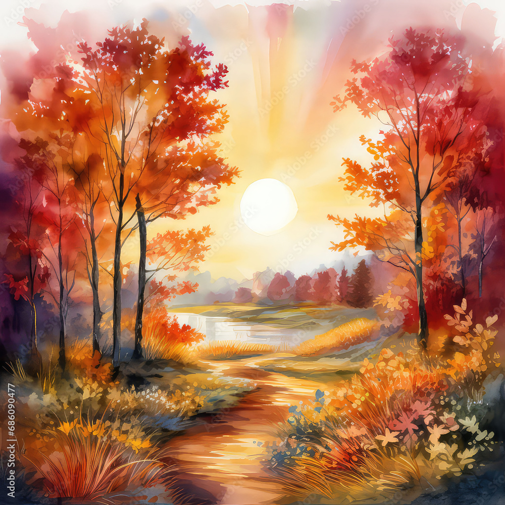 Fototapeta premium Beautiful nature landscape decorative background, ai generative
