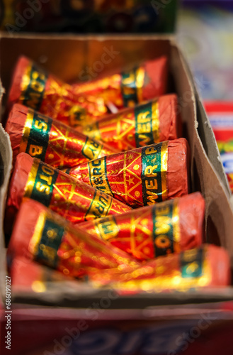 firecrackers kept for sell for festival and celebration from different angle