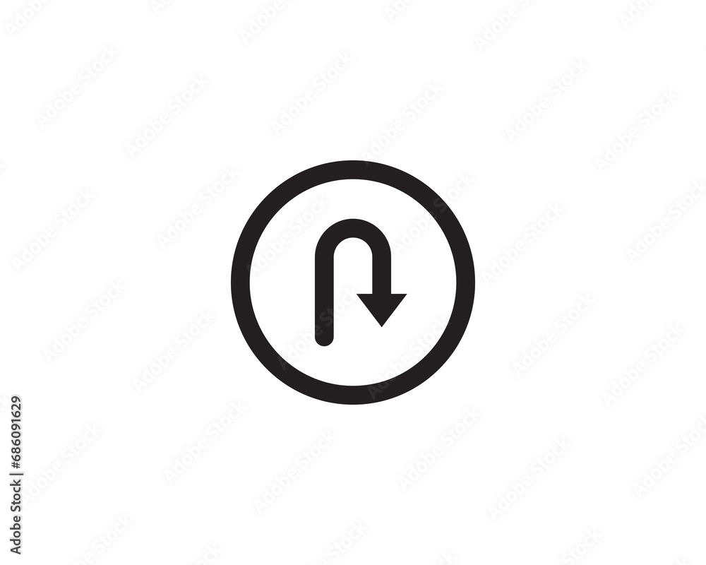 Uturn direction icon vector symbol design illustration Uturn direction icon vector symbol design illustration