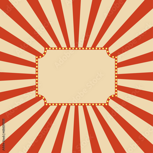 Carnival banner with lights. Circus banner. Vintage lightbox.
