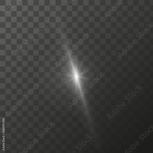 Shining star light rays glowing particles. Vector special effect on a transparent background.