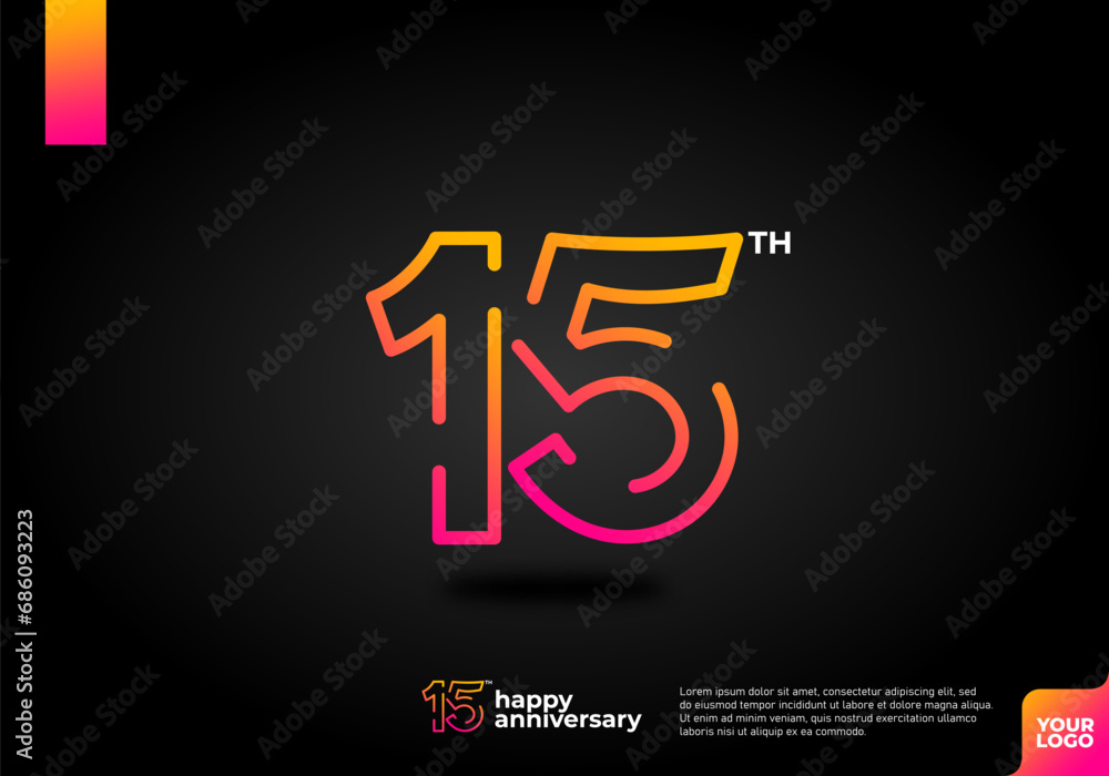 Number 15 logo icon design, 15th birthday logo number, anniversary 15 Number 15 logo icon design, 15th birthday logo number, anniversary 15