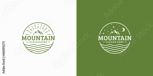 Vintage vector mountain landscape logo design