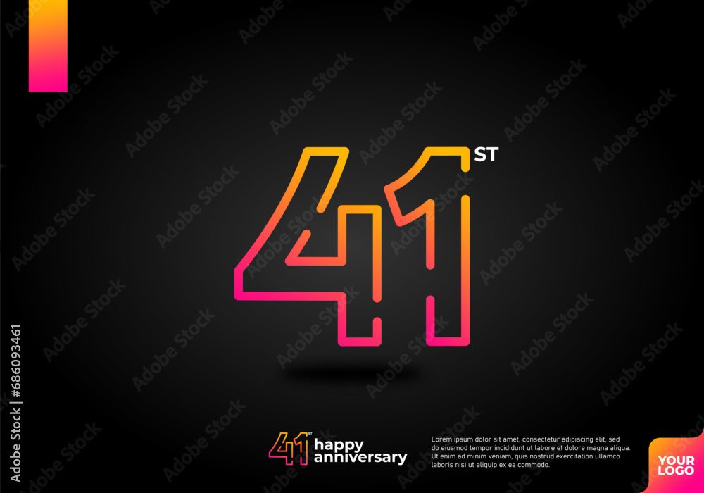 Number 41 logo icon design, 41st birthday logo number, anniversary 41 Number 41 logo icon design, 41st birthday logo number, anniversary 41