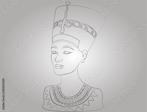 Bust of the Egyptian Queen Pharaoh Nefertiti pictogram illustration