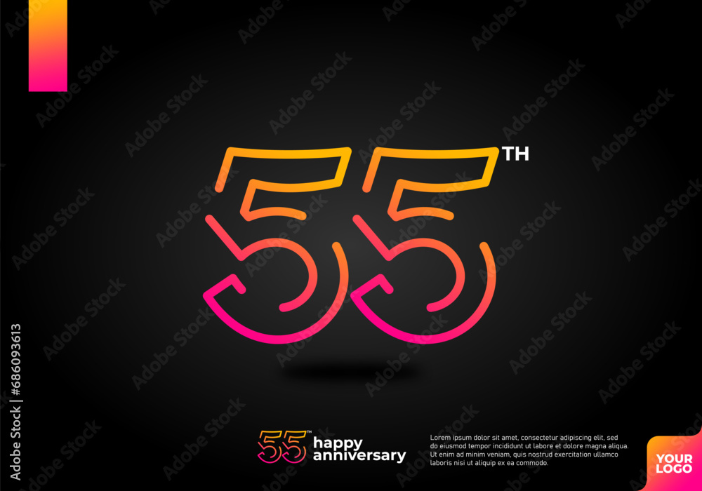Number 55 logo icon design, 55th birthday logo number, anniversary 55