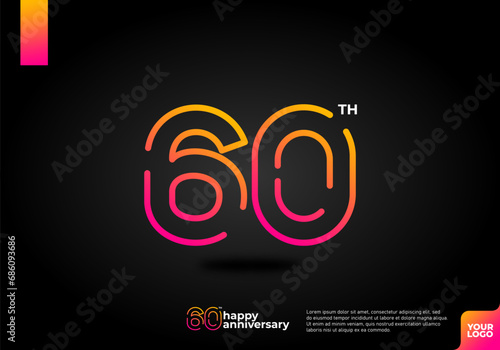 Number 60 logo icon design, 60th birthday logo number, anniversary 60