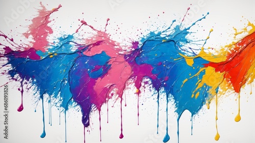 Artistic Colorful Paint Splattered Abstract Wallpaper 