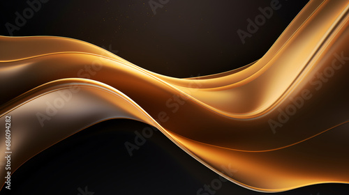 Abstract 3d golden wavy lines shape