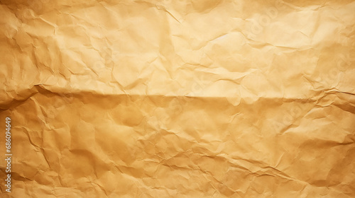 Brown crumpled recycle paper texture background. Craft beige paper backdrop. Generative AI