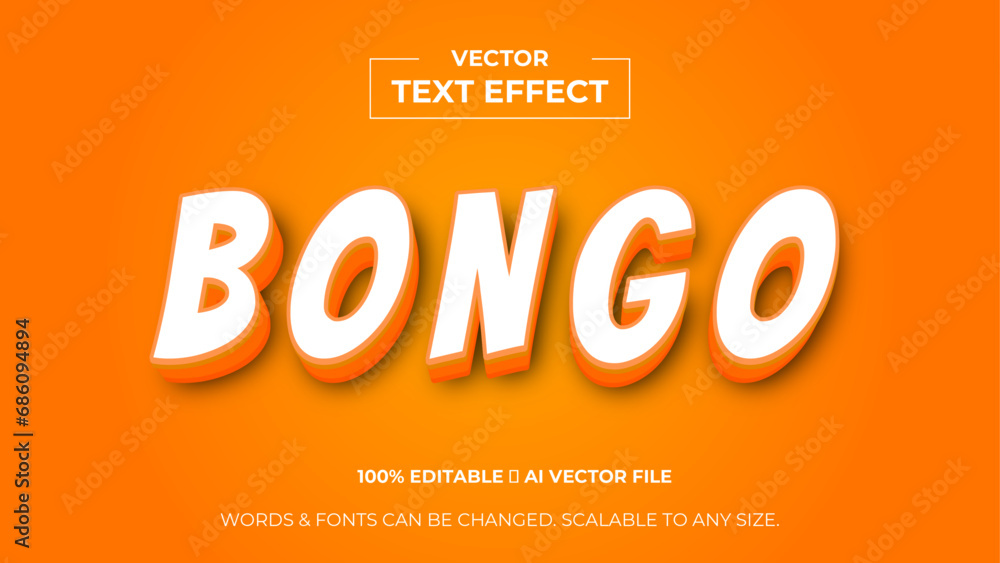Bango typography premium editable text effect - Style text effects. banner, background, wallpaper, flyer, template, presentation, backdrop. editable text effect. vector illustration