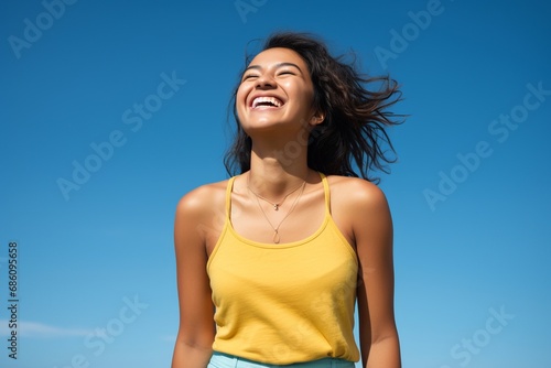 Cheerful Woman in color Tank Top