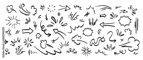 Hand drawn doodle vector set. Collection of cute hand drawn doodle.