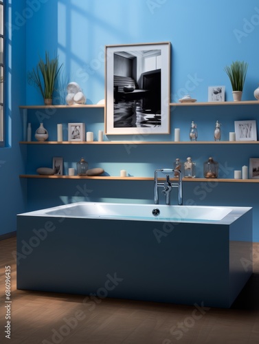modern Bathroom Bathtube Interior. AI Generative photo