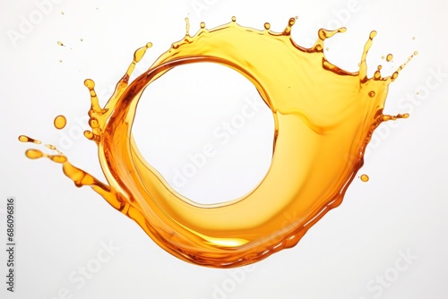 Oily liquid splash isolated on white background photo