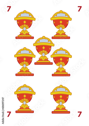 Spanish deck of cards game. Hand drawn vector illustration, stylized in traditional line art. art decorations, print for decoration. Isolated background