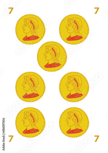 Spanish deck of cards game. Hand drawn vector illustration, stylized in traditional line art. art decorations, print for decoration. Isolated background