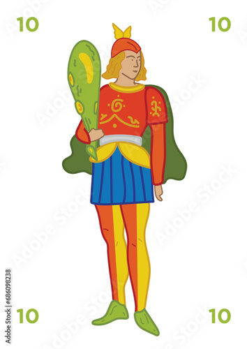 Spanish deck of cards game. Hand drawn vector illustration, stylized in traditional line art. art decorations, print for decoration. Isolated background