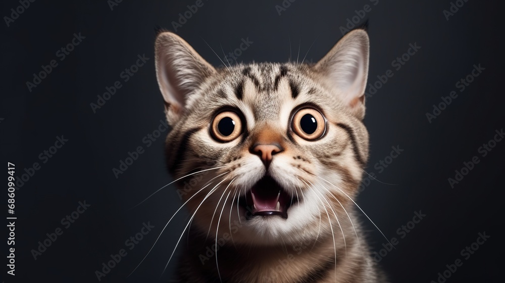 Surprised Cat with Big Eyes Isolated on the Minimalist Background
Surprised Cat with Big Eyes Isolated on the Minimalist Background