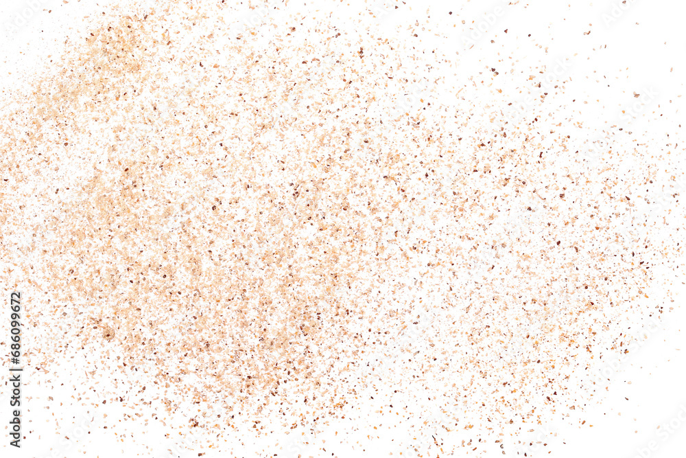Shiitake mushroom powder (Sh), pile isolated on white, top view Shiitake mushroom powder (Sh), pile isolated on white, top view