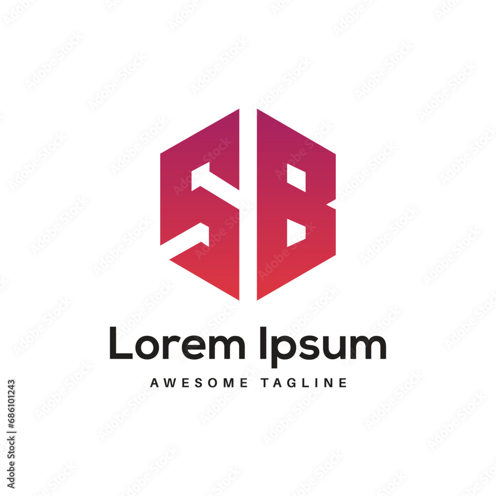 Fototapeta premium SB Letter Logo Design Free Icon