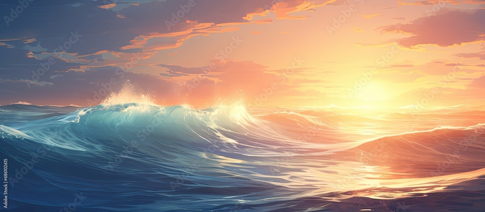 Sunlit ocean waves.