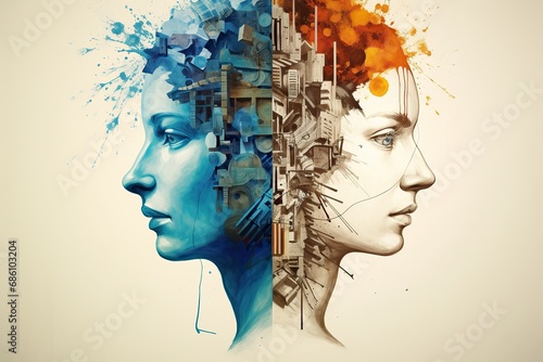 A Kaleidoscope of the Mind: A Vibrant Depiction of Split Personality Disorder photo