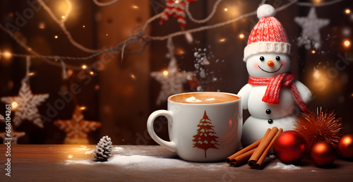 Hot mug and gingerbread Christmas style