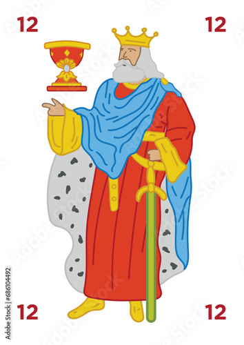 Spanish deck of cards game. Hand drawn vector illustration, stylized in traditional line art. art decorations, print for decoration. Isolated background