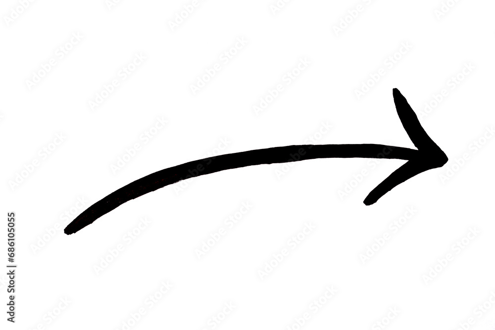 Arrow drawn with black marker on white background Arrow drawn with black marker on white background