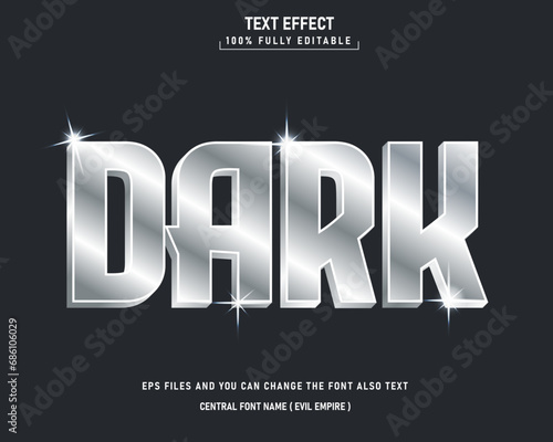 Dark Silver chrome editable text effect