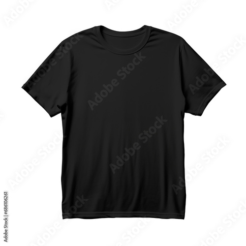 Mockup of a black t-shirt front and back, cut out - stock png.