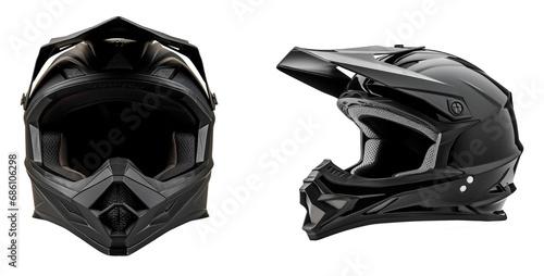 Black motocross helmet, cut out - stock png. photo