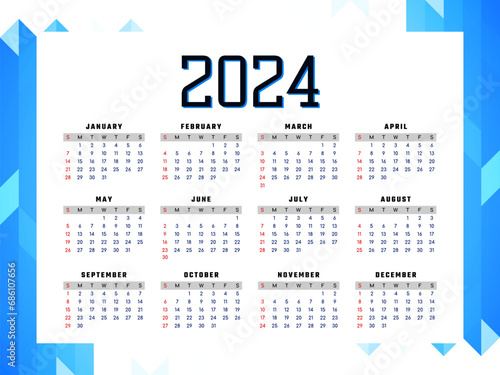 2024 new year modern geometric calendar design