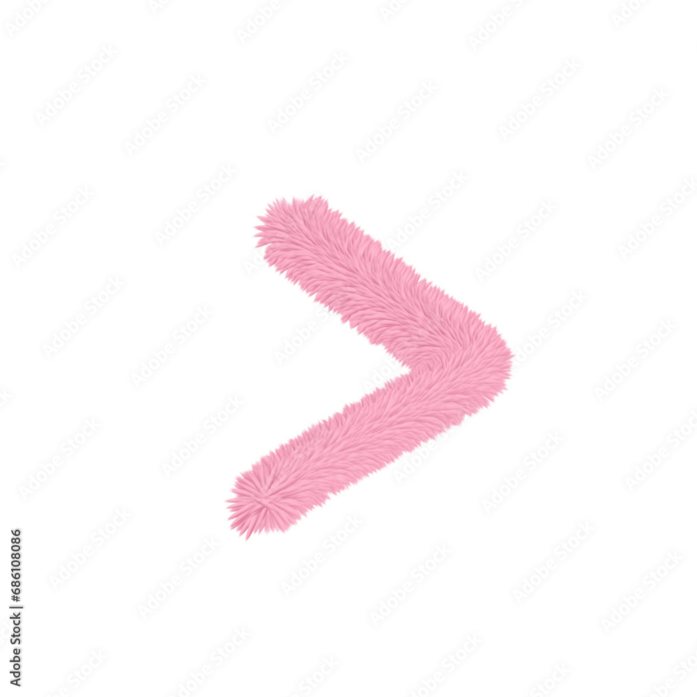 3D Pink Fur Greater Than Sign 3D Pink Fur Greater Than Sign