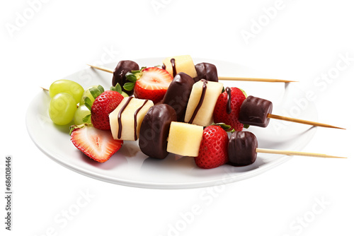 Tempting Chocolate Dipped Fruit Skewers on a transparent background photo