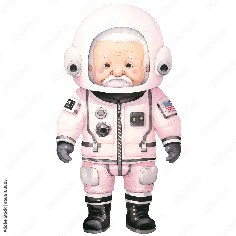 Cute Grandfather Astronaut Suit Watercolor Clipart Illustration Cute Grandfather Astronaut Suit Watercolor Clipart Illustration