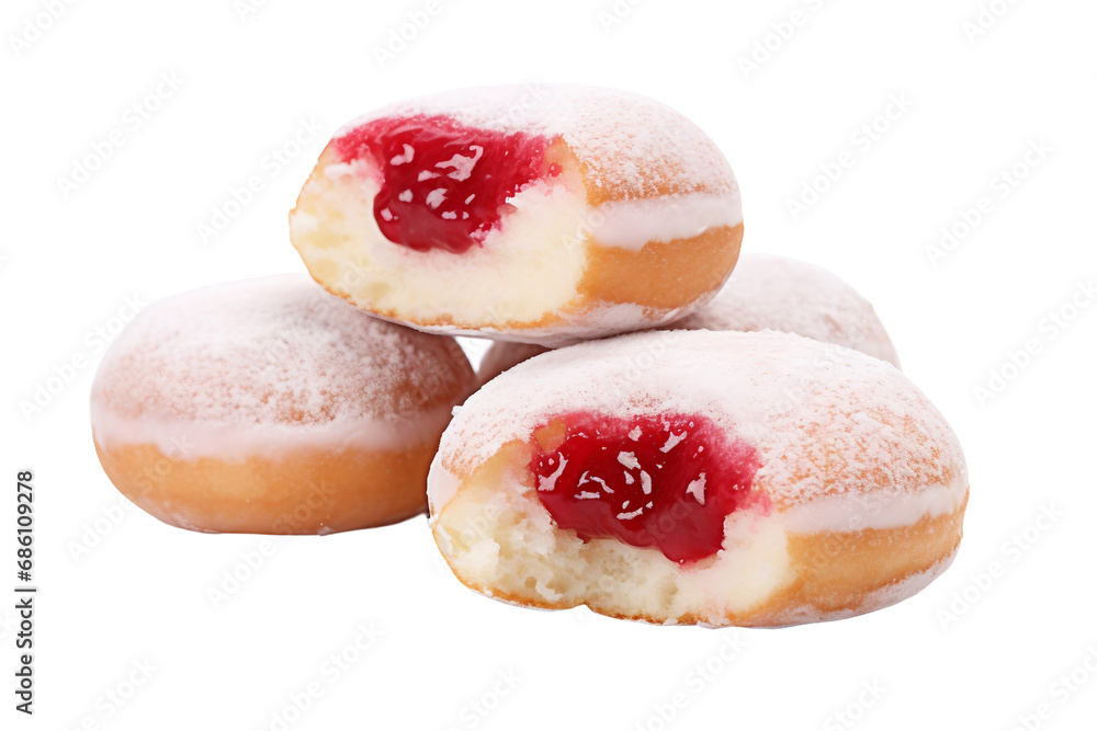Irresistible Jelly Filled Doughnuts on a transparent background