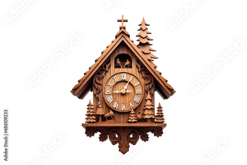 Modern Masterpiece: Unveiling Sophistication in Premium Cuckoo Clock Artistry Isolated on a Transparent Background